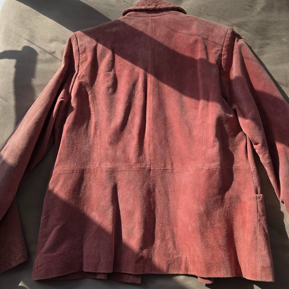 Pink Suede Leather Jacket with Nice Detail size M - Picture 6 of 14